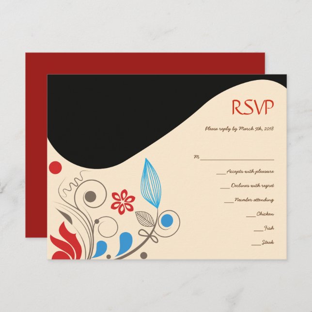 Carte de réponse à une invitation de mariage juif  (Devant / Derrière)