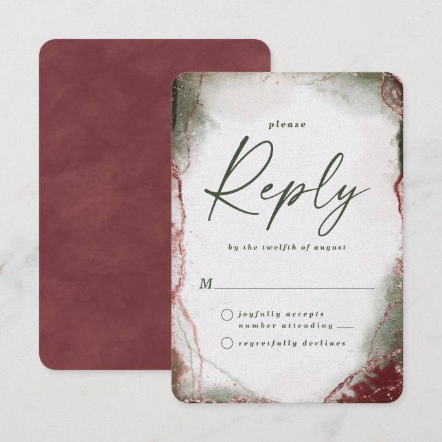 Carte de réponse Abstraite Terra Rosa Wedding RSVP (Devant / Derrière)