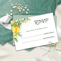 Carte de réponse aquarelle Lemon mariage