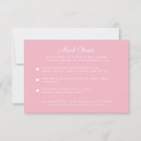 Carte de réponse au choix de repas rose