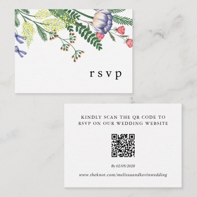 Carte de réponse au code QR de RSVP de mariage (Devant / Derrière)