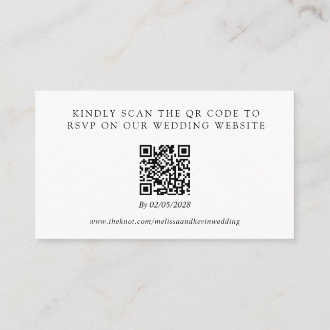 Carte de réponse au code QR de RSVP de mariage (Dos)