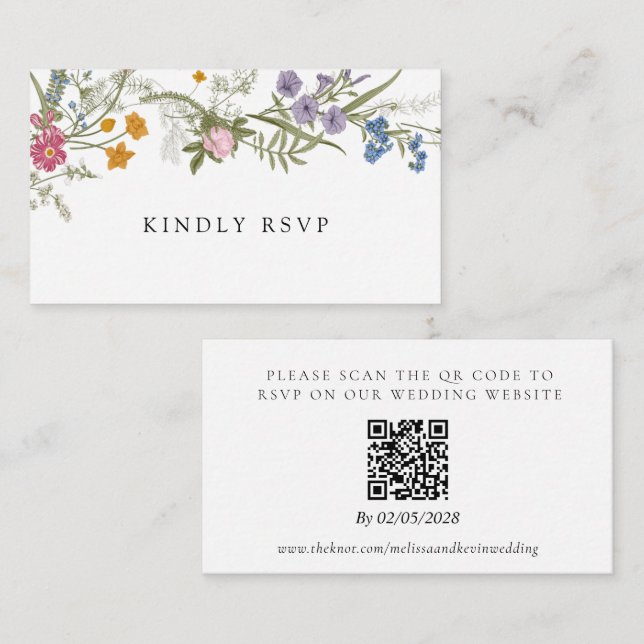 Carte de réponse au code QR de RSVP de mariage (Devant / Derrière)