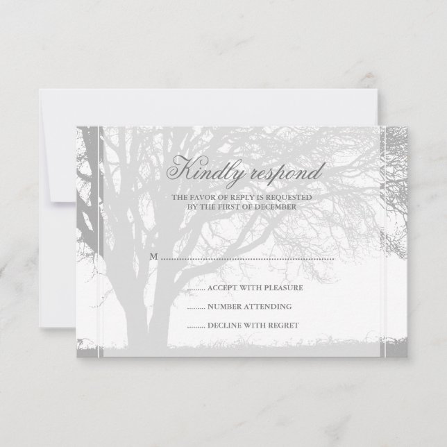 Carte de réponse au mariage du chêne gris d'hiver (Devant)