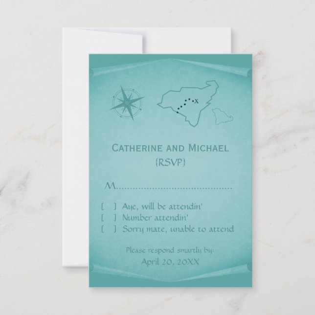 Carte de réponse au trésor, Turquoise (Devant)