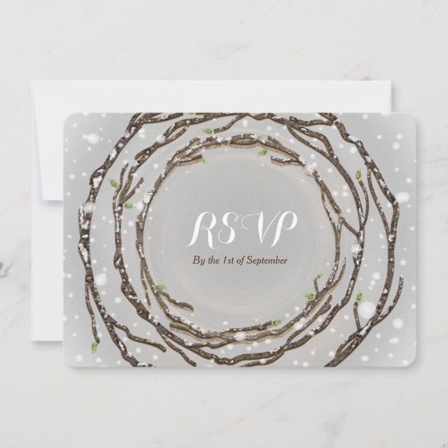Carte de réponse aux branches de mariage d'hiver r (Devant)