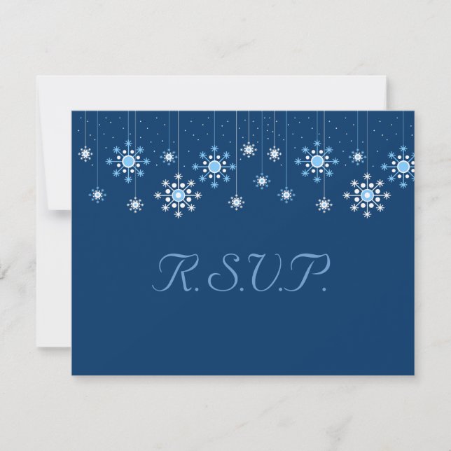 Carte de réponse aux flocons de neige de mariage d (Devant)