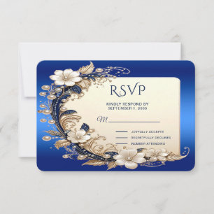 Carte de réponse avec embellissement floral bleu b