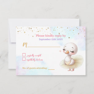 Carte de réponse Baby shower de fille de ballet de