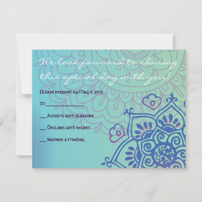 Carte de réponse Bat mitzvah Aqua HEMSA MAIN DE DI (Devant)