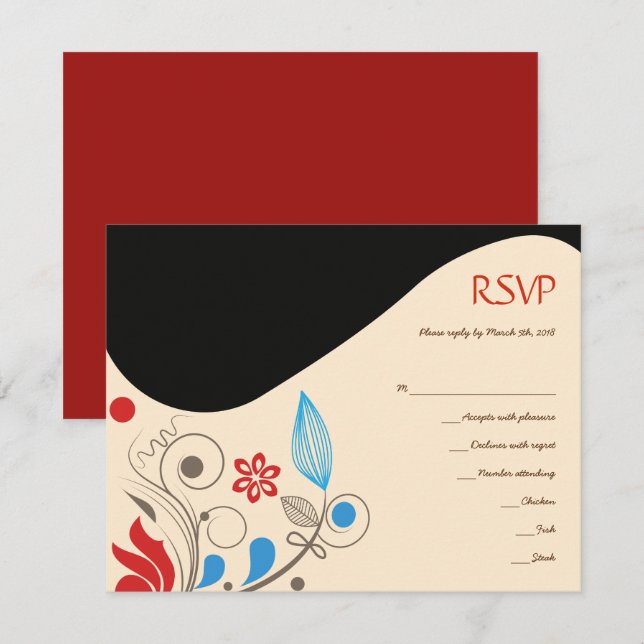 Carte de réponse Bat mitzvah HAMSA HAND (Devant / Derrière)