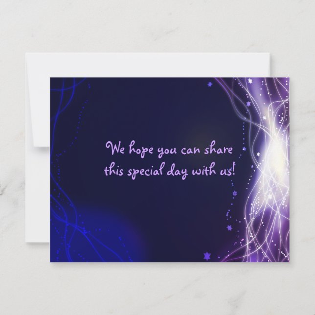 Carte de réponse Bat mitzvah Neon Stars brillante (Devant)