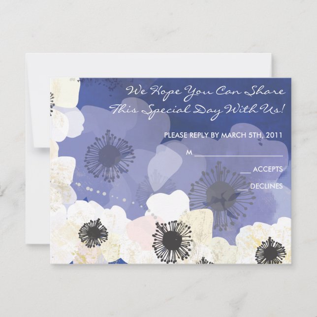 CARTE DE RÉPONSE Bat mitzvah Peacock & Anemone Flo (Devant)