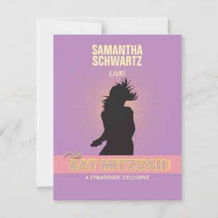 Carte de réponse Bat mitzvah Rock Star Rose violet