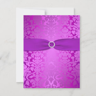Carte de réponse Bat mitzvah Silver et Purple Dama