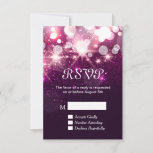 Carte de réponse - Beauty Pink Glitter Sparkles