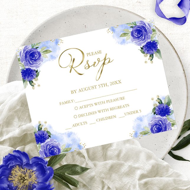 Carte de réponse bleue royale Quinceanera Budget (Créateur téléchargé)