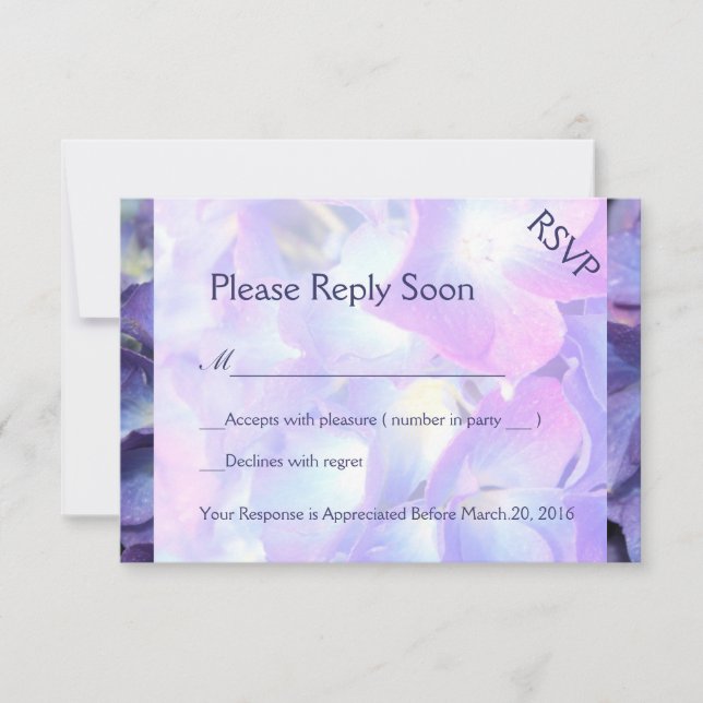 ©Carte de réponse Bluz Purple Hydrangea RSVP (Devant)