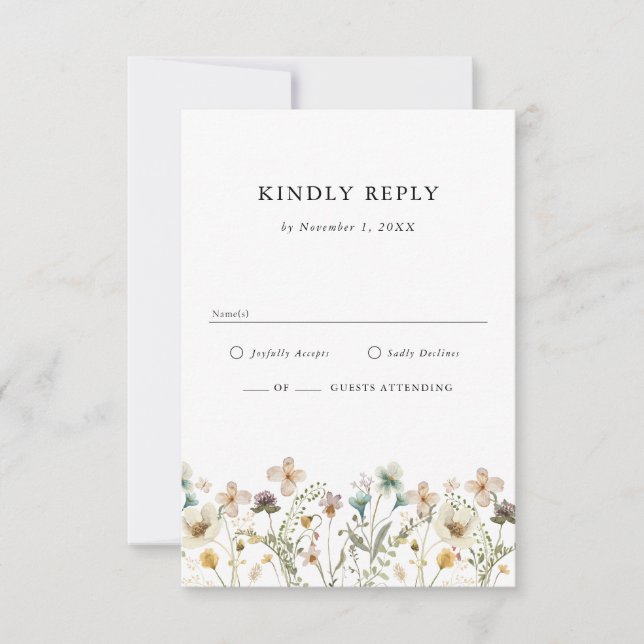 Carte de réponse Boho Wildflower (Devant)