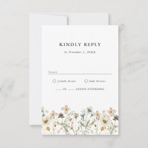 Carte de réponse Boho Wildflower