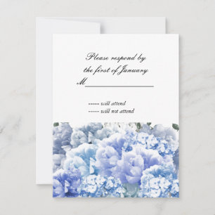 Carte de réponse Bouquet Monochrome Bleu de Fleurs