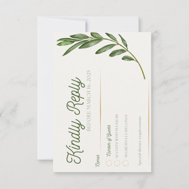 Carte de réponse - Branche d'olive (Devant)