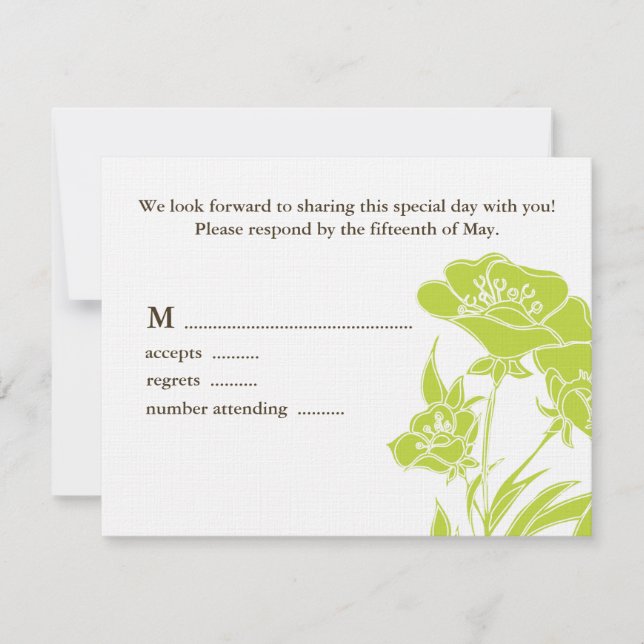 Carte de réponse Brown et Chartreuse aux Mariages  (Devant)