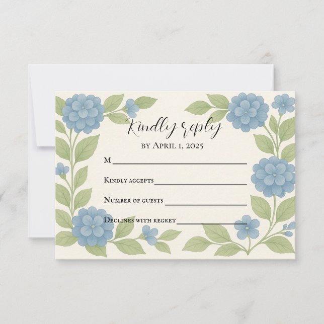 Carte de réponse Budget Blue Hydrangea (Devant)