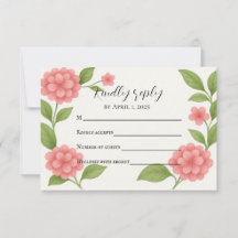 Carte de réponse Budget Vibrant Rose Hydrangea