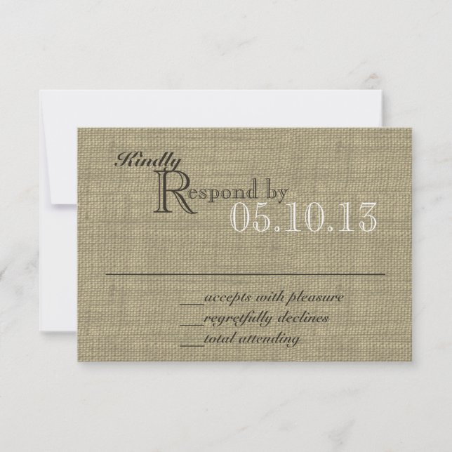 Carte de réponse Burlap et Bow (Devant)