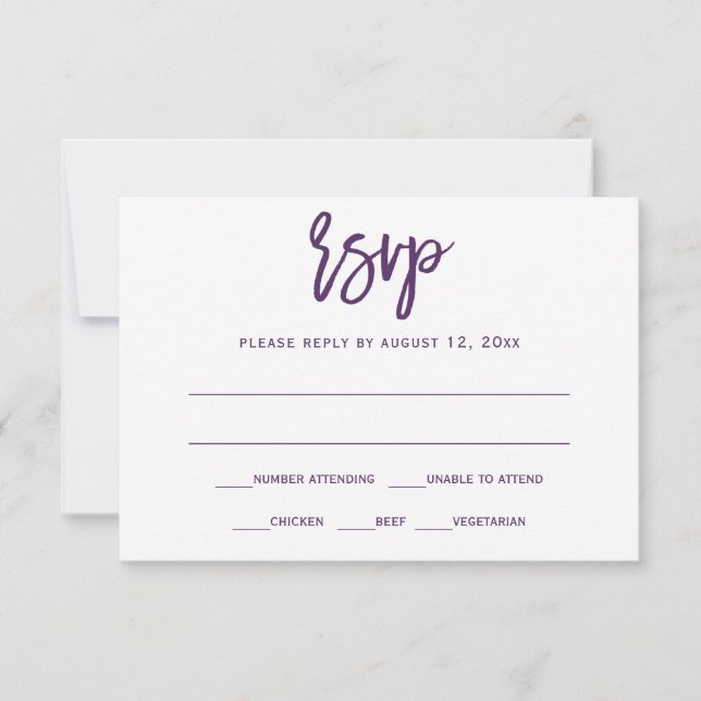 Carte de réponse | Calligraphie au pinceau - Prune (Devant)