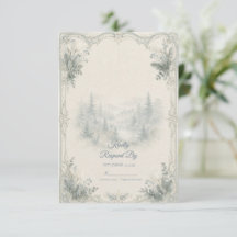 Carte de réponse Château Bleu Glacé Hiver