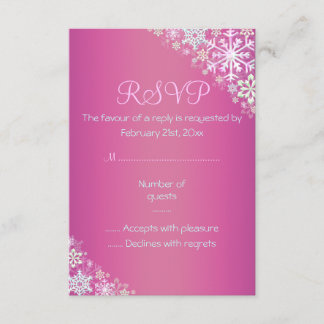 Carte de réponse chic flocon de neige rose vif