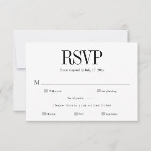Carte de réponse Chic Minimaliste Noir & Blanc