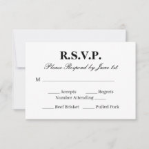 Carte de réponse chic pour un mariage noir et blan