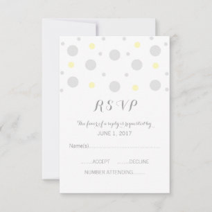 Carte de réponse Confetti jaune gris