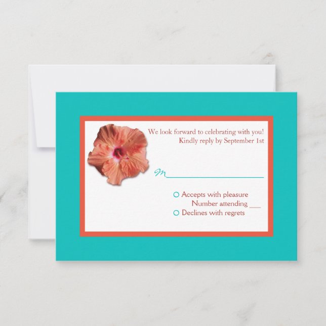 Carte de réponse Corail Hibiscus et Aqua II (Devant)