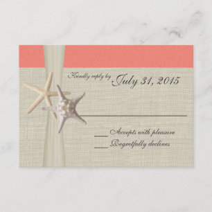 Carte de réponse Coral Beach et Burlap