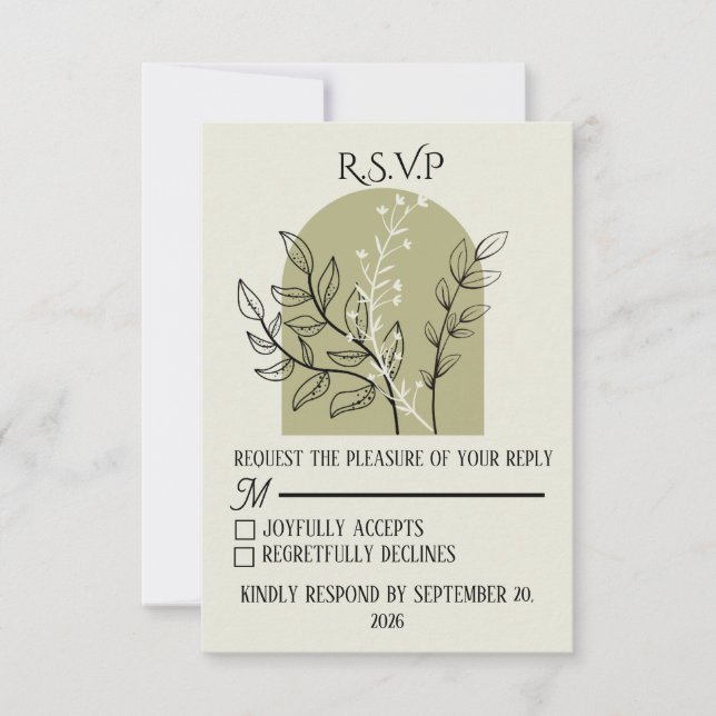 Carte de réponse d'arch Sage Green (Devant)