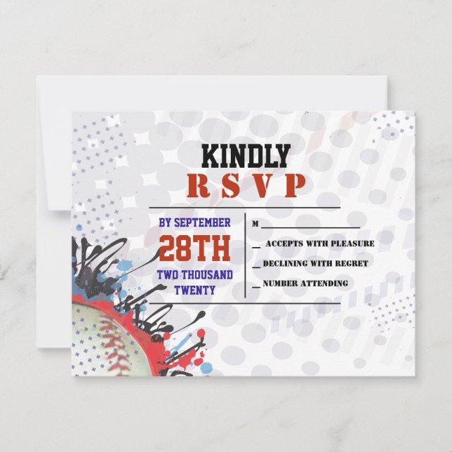 Carte de réponse de Baseball Splatter Bar Mitzvah (Devant)