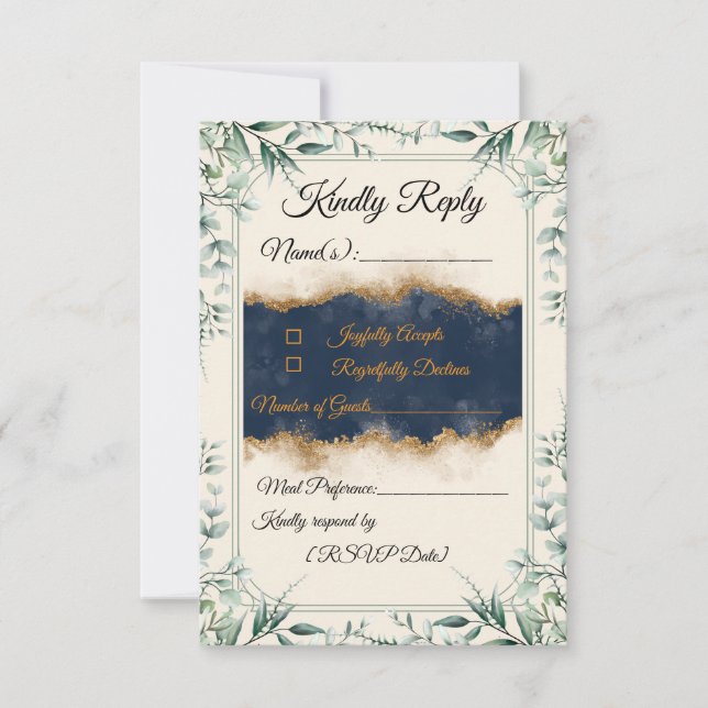 Carte de réponse de bordure florale RSVP | Mariage (Devant)