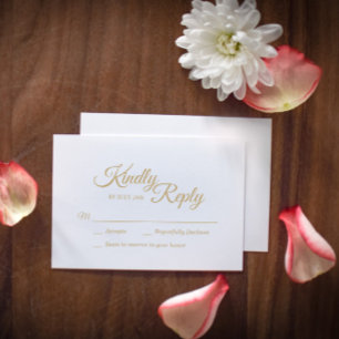 Carte de réponse de calligraphie or simple