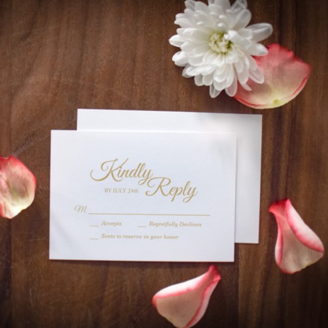 Carte de réponse de calligraphie or simple (Créateur téléchargé)