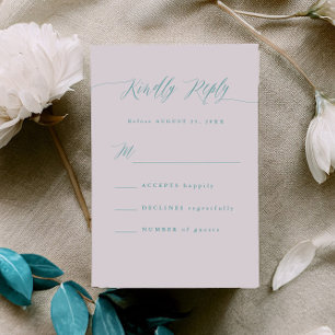 Carte de réponse de calligraphie RSVP bleu aqua mi