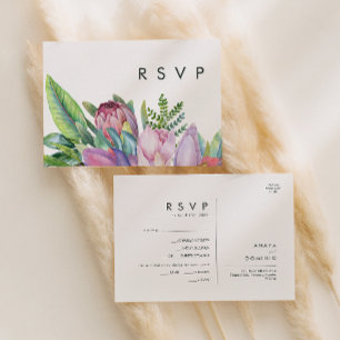 Carte de réponse de choix de menu Fleur tropicale 