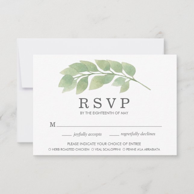 Carte de réponse de choix de repas de mariage à la (Devant)