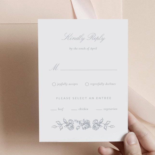 Carte de réponse de Faire-part de mariage de monog (Regency Monogram Wedding RSVP Card with meals)