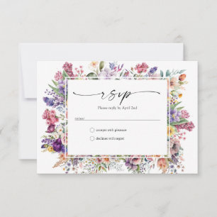 Carte de réponse de jardin printanier floral éléga