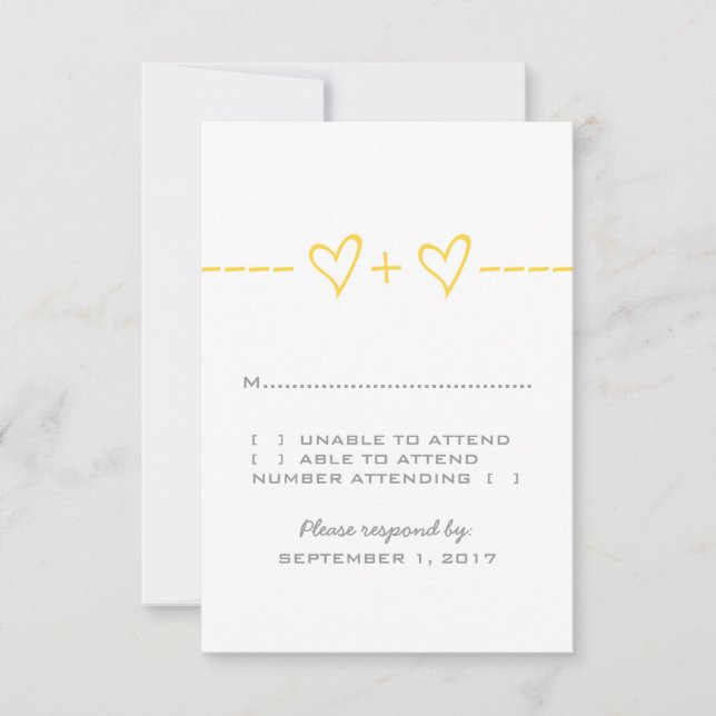 Carte de réponse de l'équation du coeur jaune (Devant)