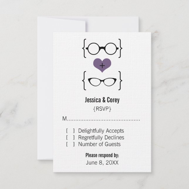 Carte de réponse de Lunettes de Geeky Violet (Devant)